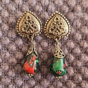 Elegant Gold and Multicolor Dangle Earrings